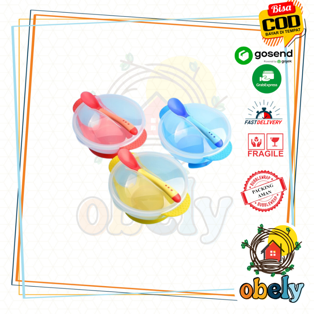 Mangkok Bayi Sendok Set Silicone Anti Tumpah Tanpa Tutup