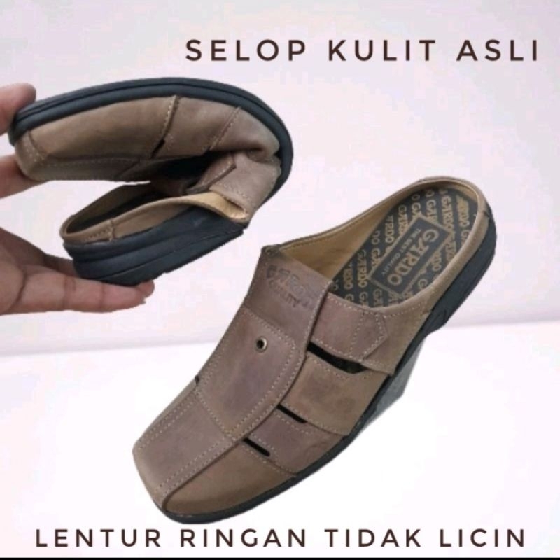 selop pria kulit/selop gardo /r maler /sandal pria /sandal sepatu pria / sepatu sandal kulit / sandal bustong /sandal termurah /terlaris