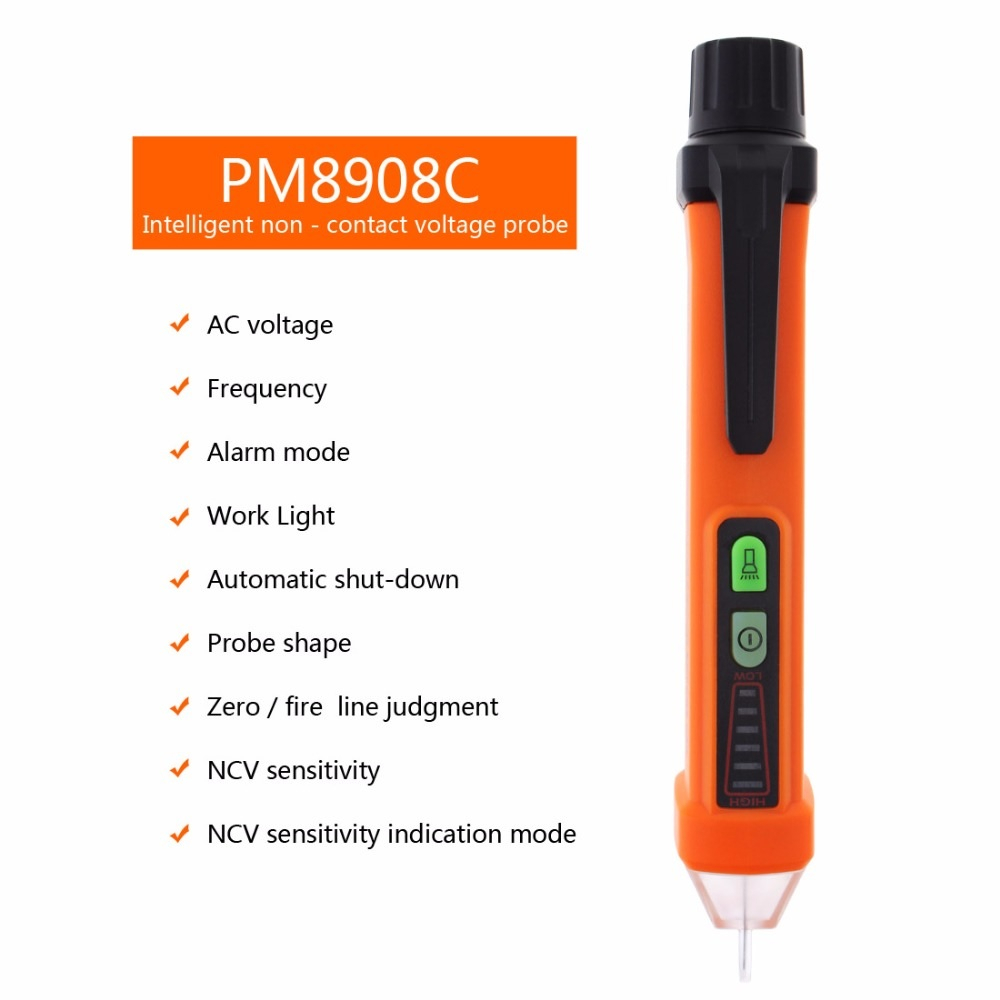 PEAKMETER PM8908C - Non-Contact AC Voltage Detector Test Pen