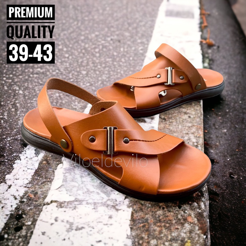 Sandal Pria Slide Sandal Kulit Terbaru