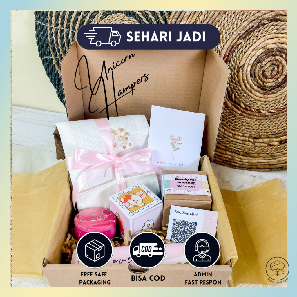 

Gift Box Unicorn Hampers Valentine Spesial Cokelat Totebag Lilin Aroma Terapi Untuk Pacar Wisuda Ulang Tahun Sahabat Keluarga Birthday Bestie Anniversary Custom Free Ucapan dengan Barcode Lagu Kado Kenang-Kenangan Istimewa dan Unik