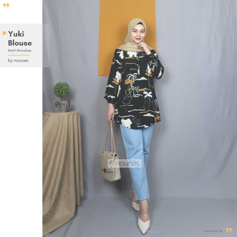 Nounes Yuki Blouse casual tangan panjang matt Woolpeach Monalisa All Size LD 100