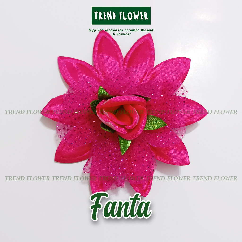 Bunga kain pita pink kelopak tanggung imut aksesoris Bros Bunga Souvenir Seserahan kelopak kuntum