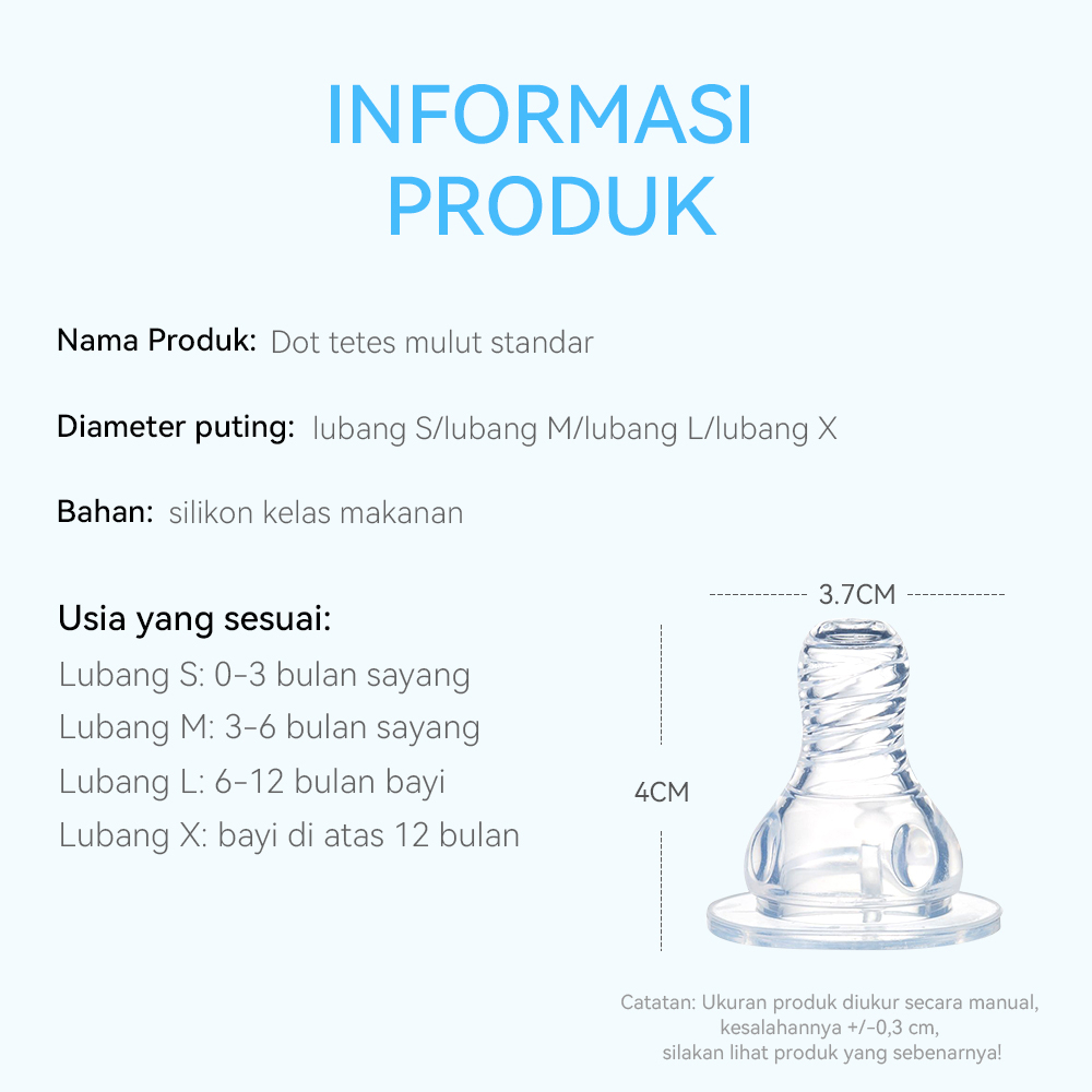 AIKOKY Dot Silikon Bayi Slim Neck Peristaltic Nipple BPA Free