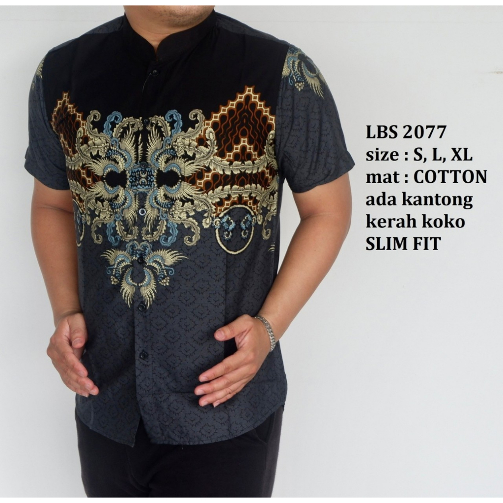 KEMEJA BATIK PRIA SLIM FIT BAJU BATIK PRIA SLIM FIT PREMIUM LBS2077