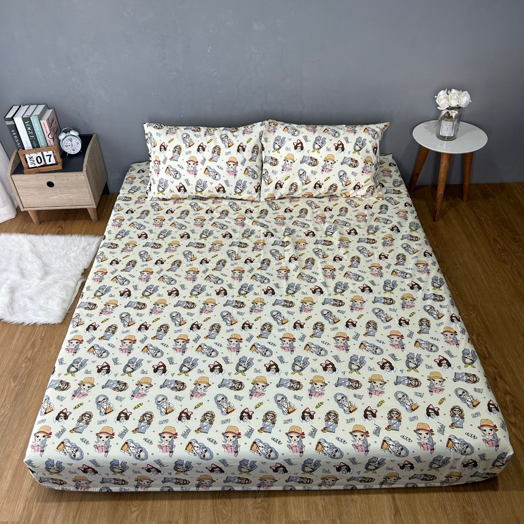 Sprei Homemade Bahan Micro Disperse Premium Motif anak Cat Kucing Tidur Nyenyak 100 120 160 180