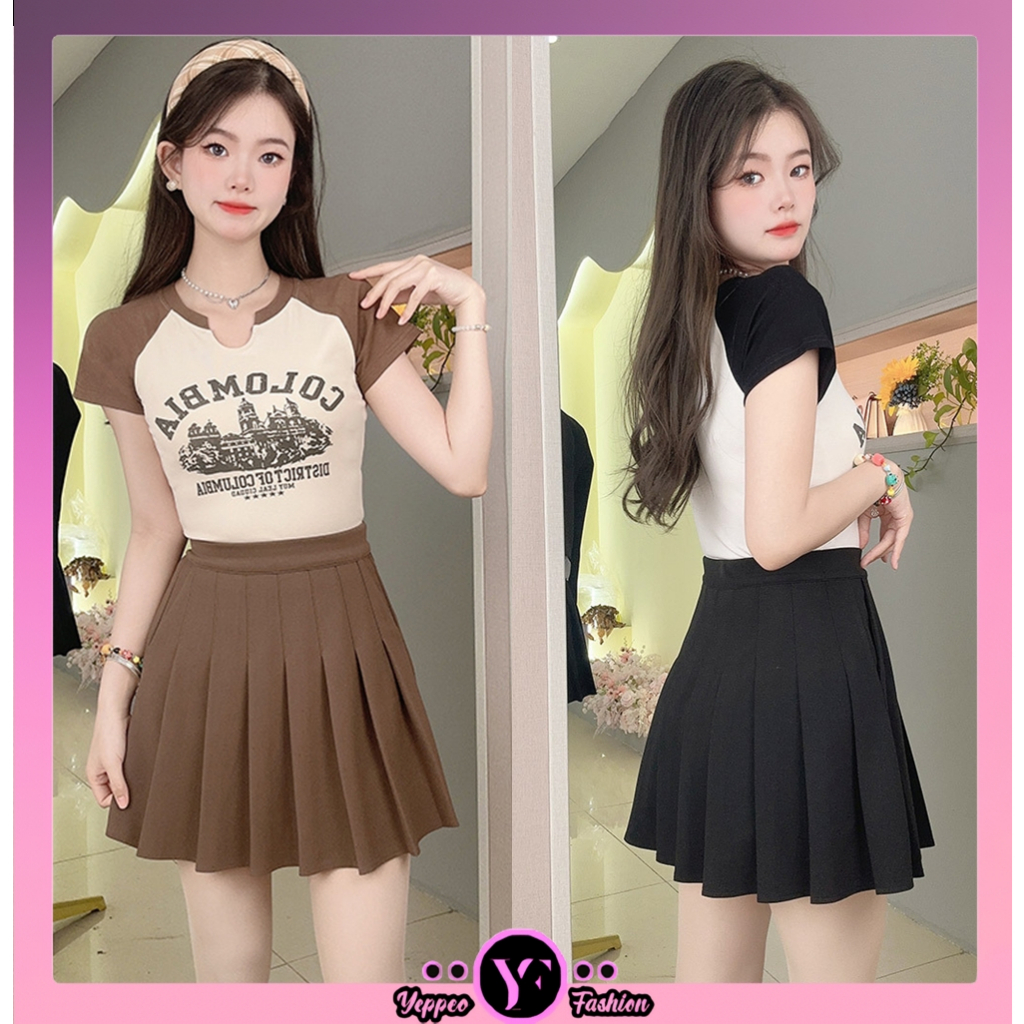 •YF• BJ984 Baju Atasan Rajut Crop Top Colombia Wanita Kekinian Fashion korean