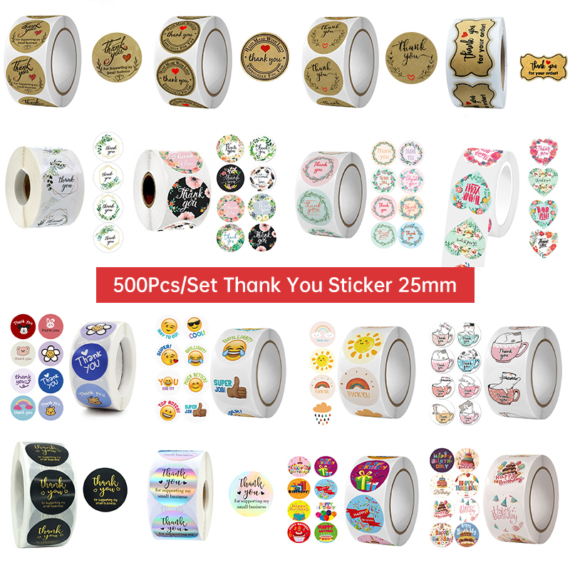 

[COD]1 Roll (500 PCS) Sticker Label Makanan Tulisan Thank You For Your Order / Happy Birthday / Merry Christmas / Fragile Stiker Packing I Stiker Terimakasih
