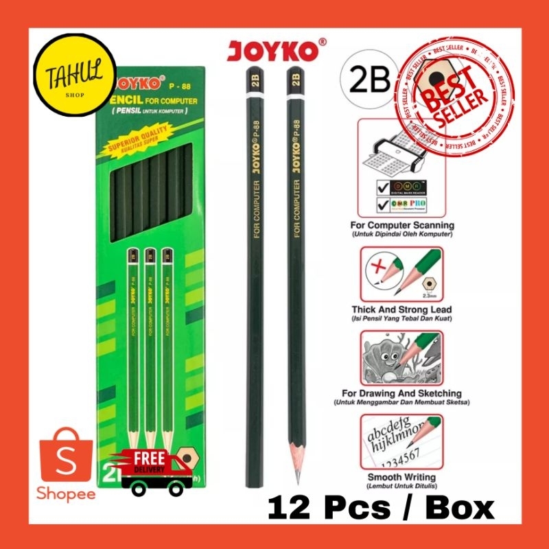 

12 PCS !!! Pencil Pensil Joyko P-88 2B 1 BOX 12 PCS