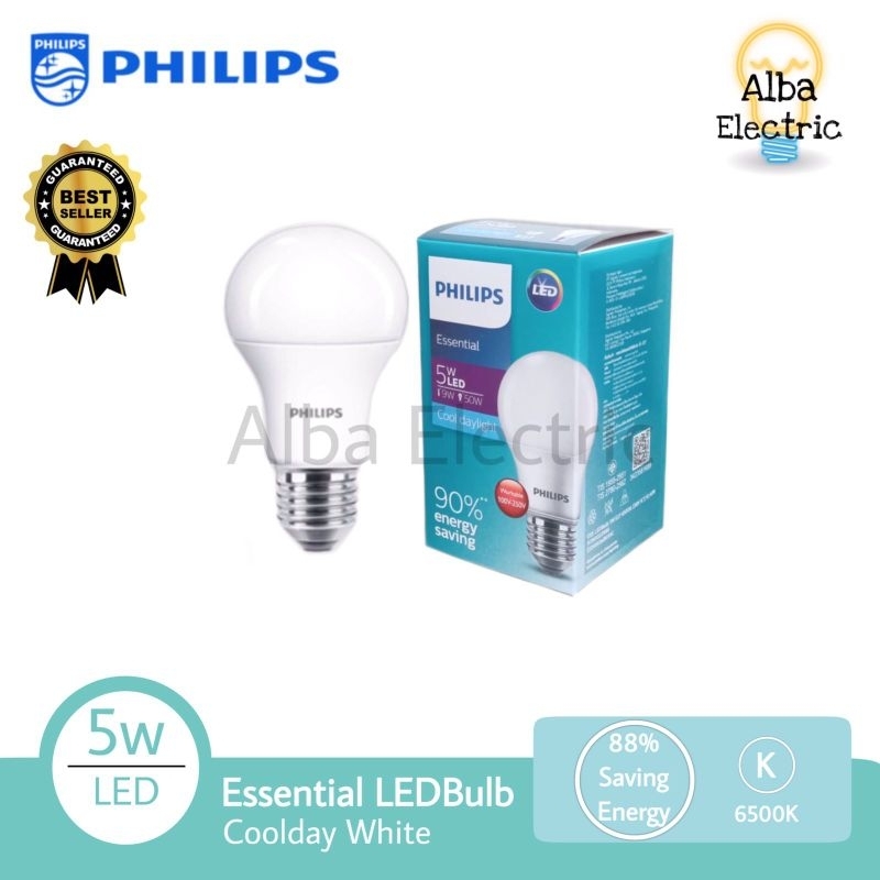 PHILIPS Lampu LED Essential 5 Watt Putih Lampu White 5Watt Philips