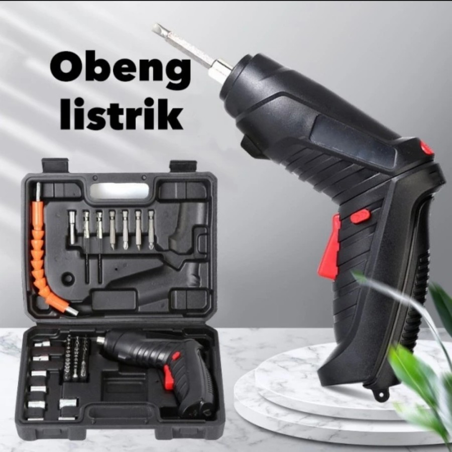 Obeng Listrik Bor Cordless Set 48 Mini Portable Mur Baut Mata Mesin Sk