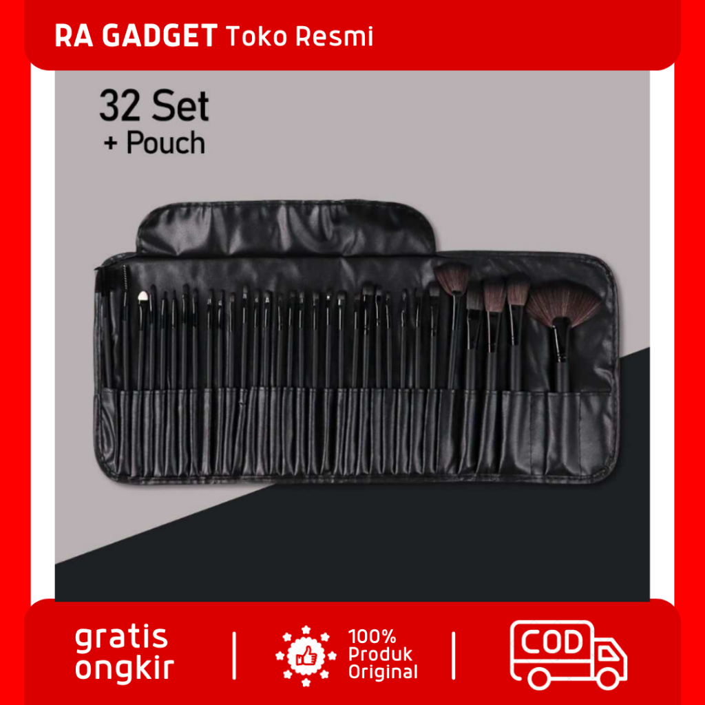 Brush Make Up 32 Set dengan Pouch / Brush Kuas Make Up Wajah 1 Set Lengkap Brush Powder Fondation Bl
