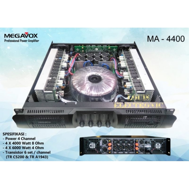 Power Amplifier MEGAVOX MA 4400 MA-4400 4 Channel ORIGINAL