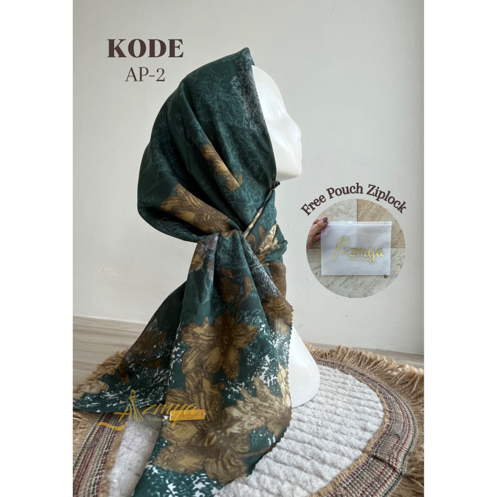 VOAL MOTIF FREE POUCH - HIJAB SEGIEMPAT BAHAN VOAL MOTIF PREMIUM (GRATIS POUCH)