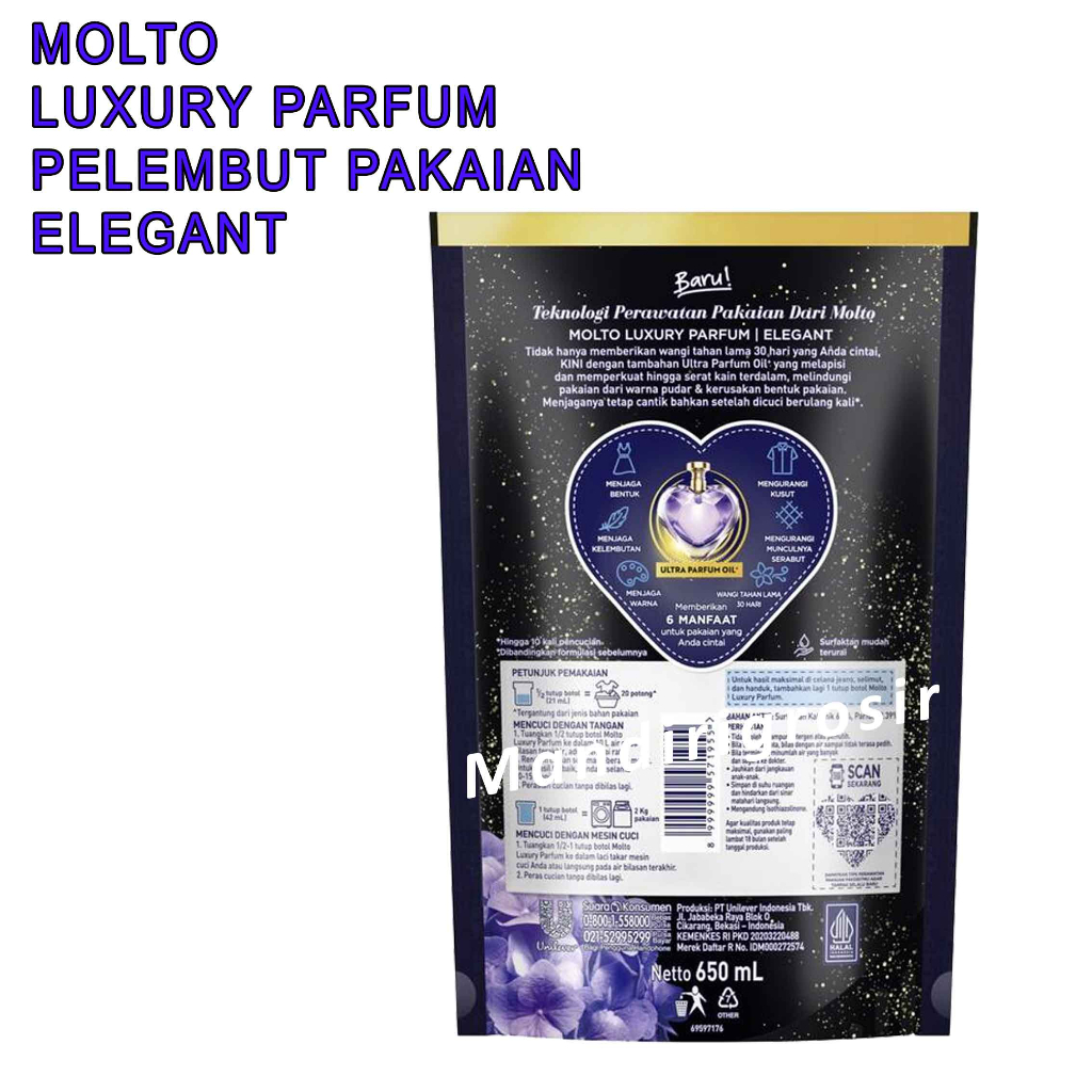 Eau de parfum *Molto * Elegant * Pelembut dan Pewangi 650ml