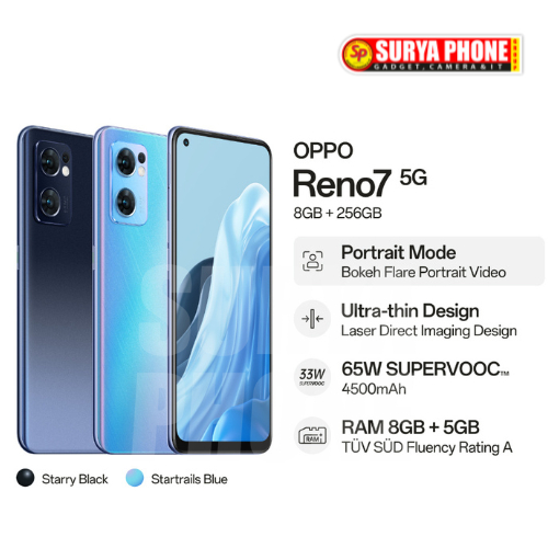 OPPO Reno7 5G 8GB/256GB [Potrait Mode,Ultra-Thin Design, 65W SUPERVOOC, RAM 8GB+5GB]