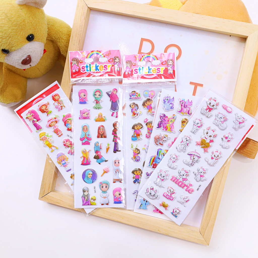 (ISI 1-3 PCS ) Stiker Timbul Mainan Anak-Anak Import Foam Glitter Karakter Kartun 3D Lucu Buat Hadiah Sticker