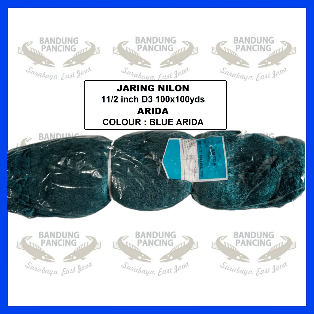 Jaring Nilon 11/2 inch D3 100x100 yard Blue Arida / Jaring Nelayan Pukat nilon 1pcs