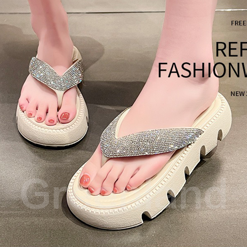 Greenland Sandal Jepit Wanita Sandal Karet Ringan Empuk Sol Tebal Sandal Jelly Wanita Sandal Wedges