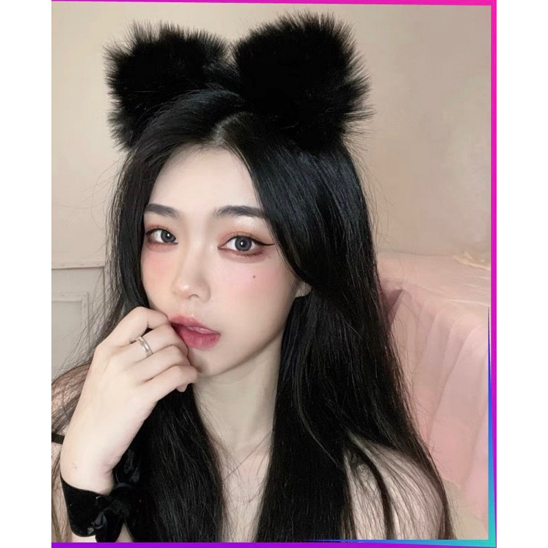 Bandana Bulu Motif Kuping Kucing Wanita / Bando Korea Lucu / Cosplay Furry Headband Cat Ears