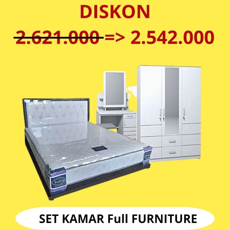 Set Kamar tidur furniture/ Paket Lamaran/ Paket seserahan nikahan Divan Springbed Multibed boxy Lema