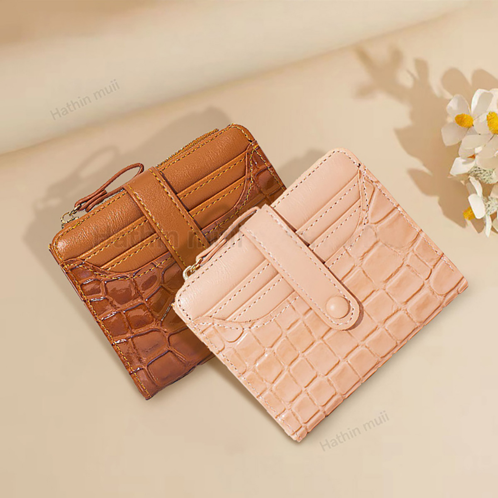 Hathin muii Genie Wallet Dompet Wanita Original Realpic Croco leather Dompet Lipat bisa Cod35