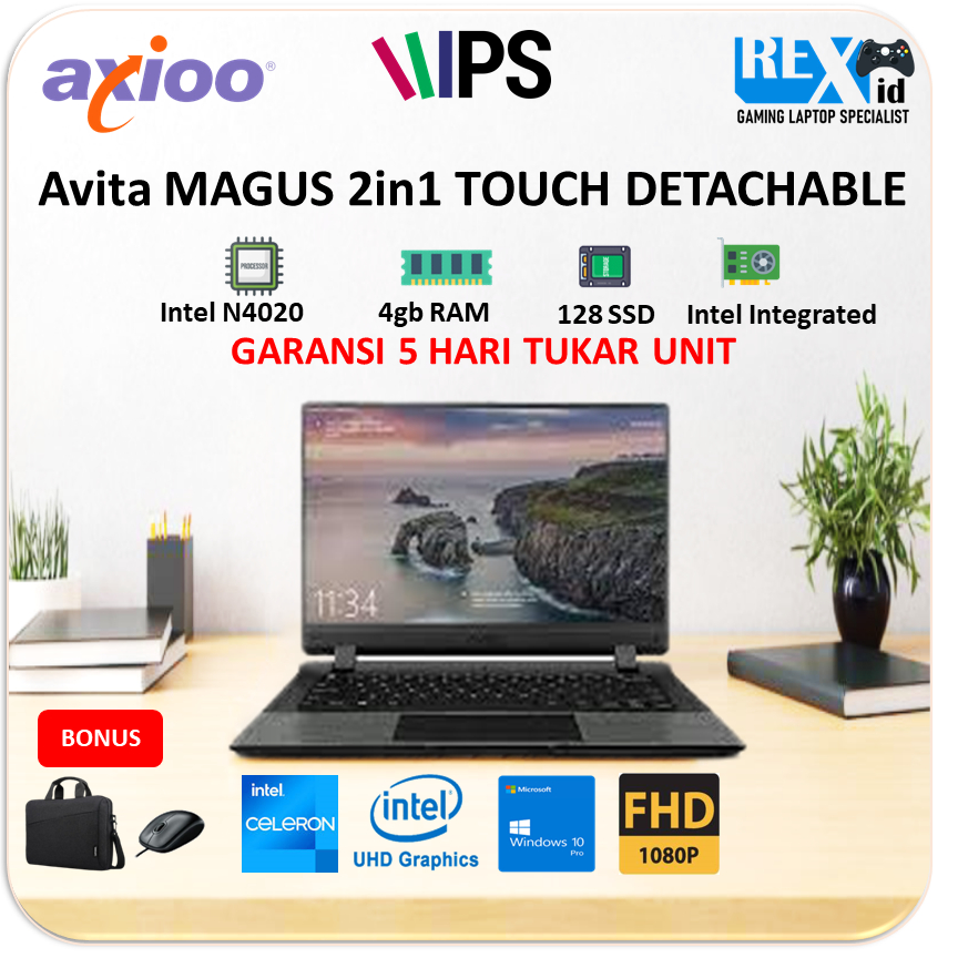 AVITA MAGUS 2IN1 TOUCH (N4020 4gb 128gb W10 11.6inch FHD IPS BLK 'DETACHABLE&quot;)