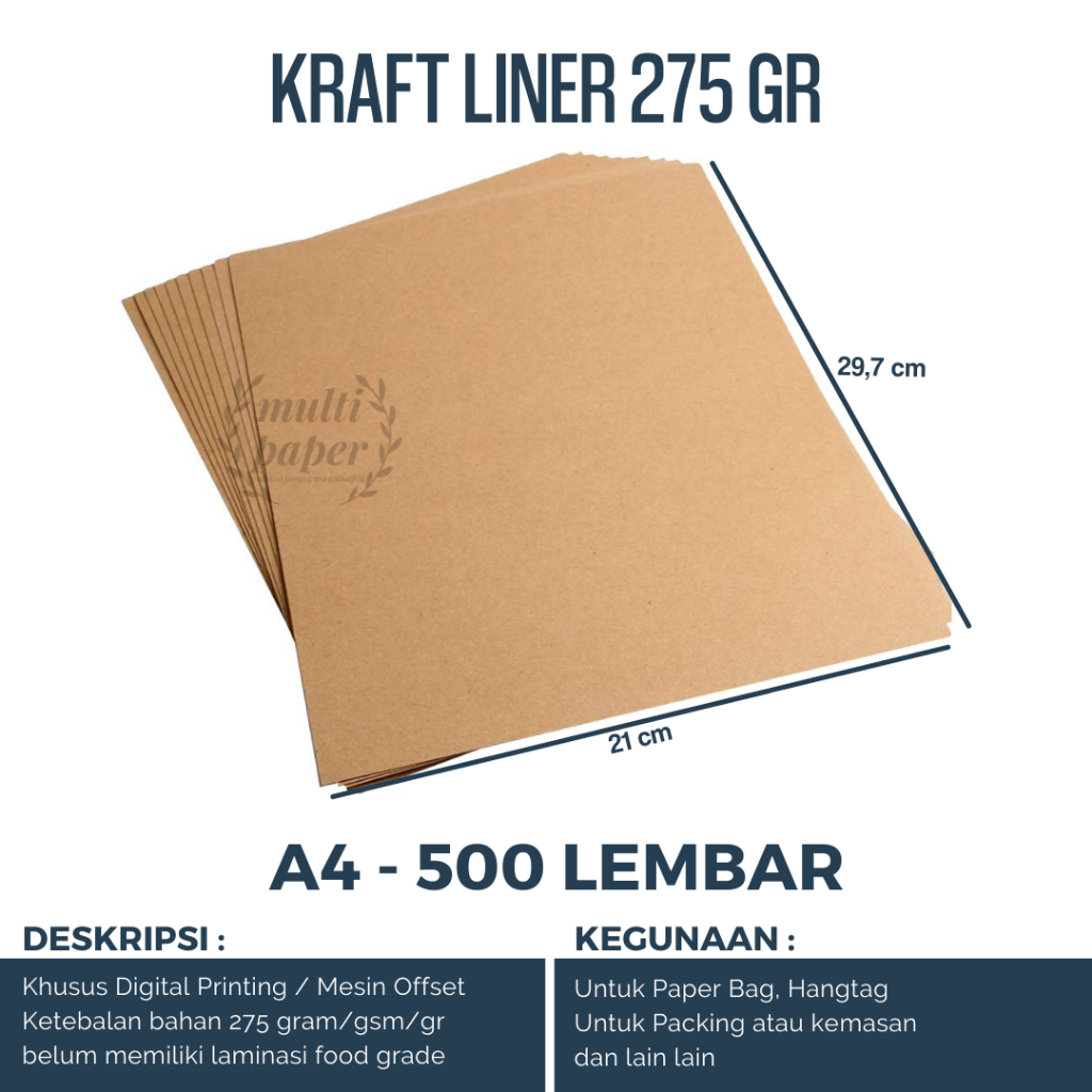 

Samson Kraft 275 gsm A4 isi 500 lembar / Kertas Samson Kraft Liner Tebal 275 gram