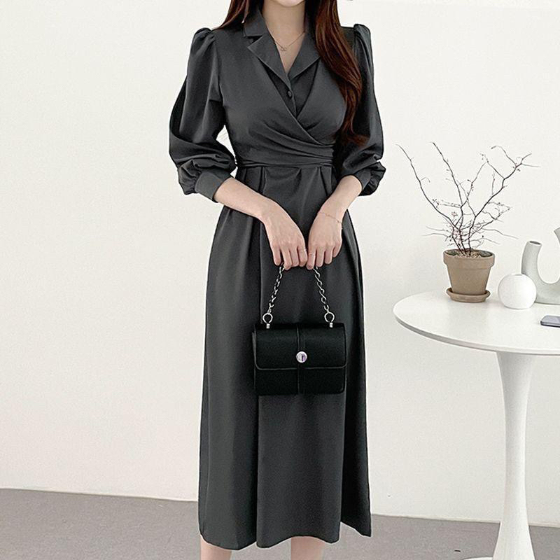 Dress Korea Musim Gugur Kerah Elegan M480