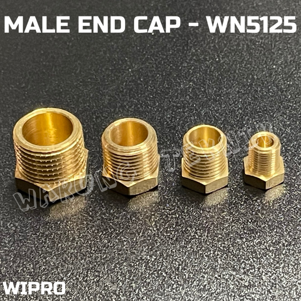 WIPRO WN5125 MALE END CAP - DOP DRAT LUAR KUNINGAN 1/8&quot; 1/4&quot; 3/8&quot; 1/2&quot;