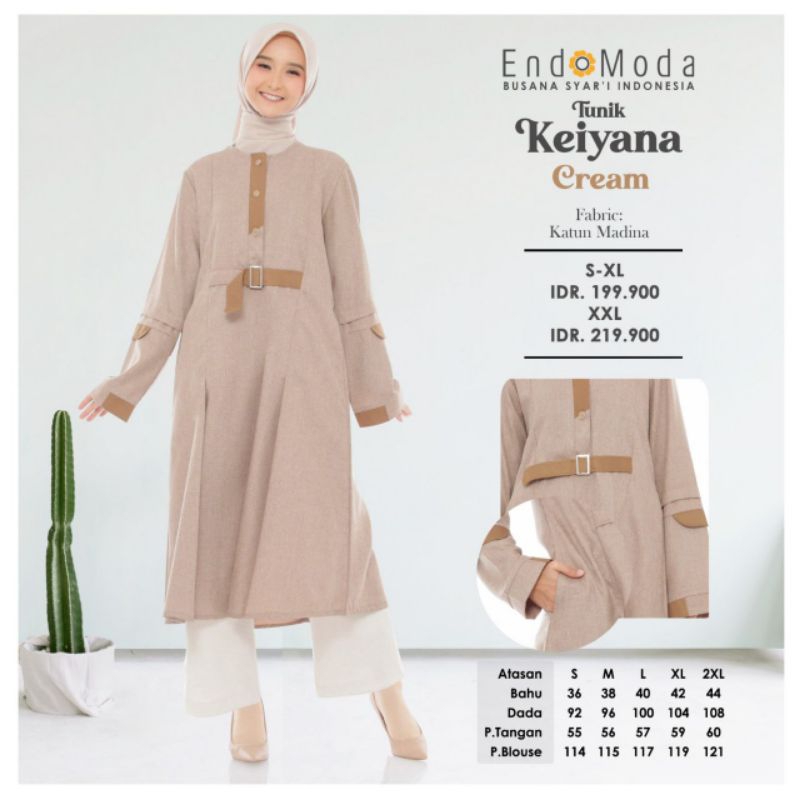 Endomoda Atasan Tunik Keiyana (Cream, Blue, Black)