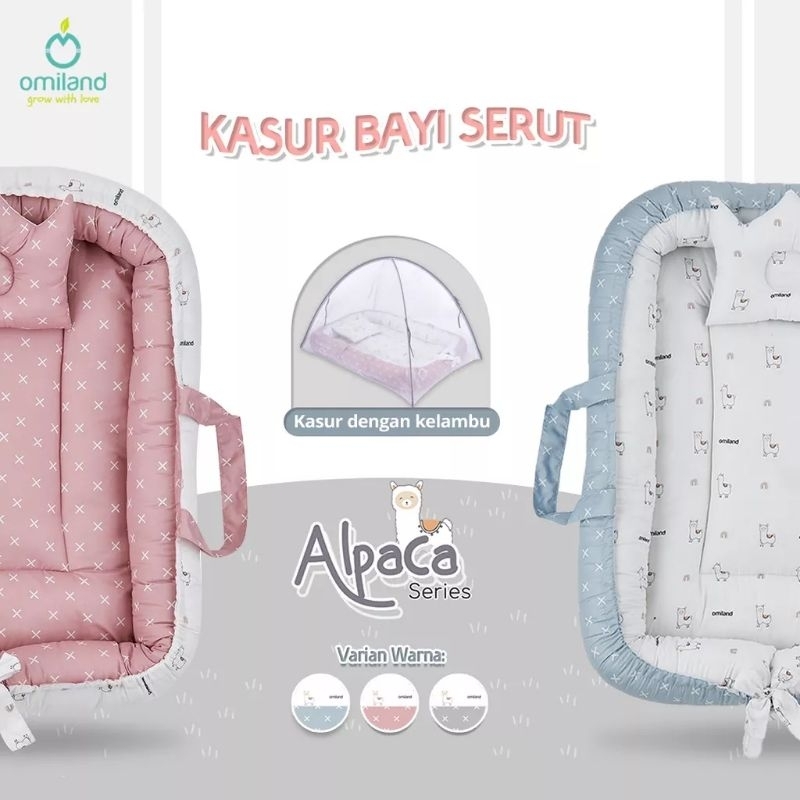 Omiland Kasur Serut Bayi + Kelambu alpaca seriesOB41201 OB41202 OB41203 OB41204