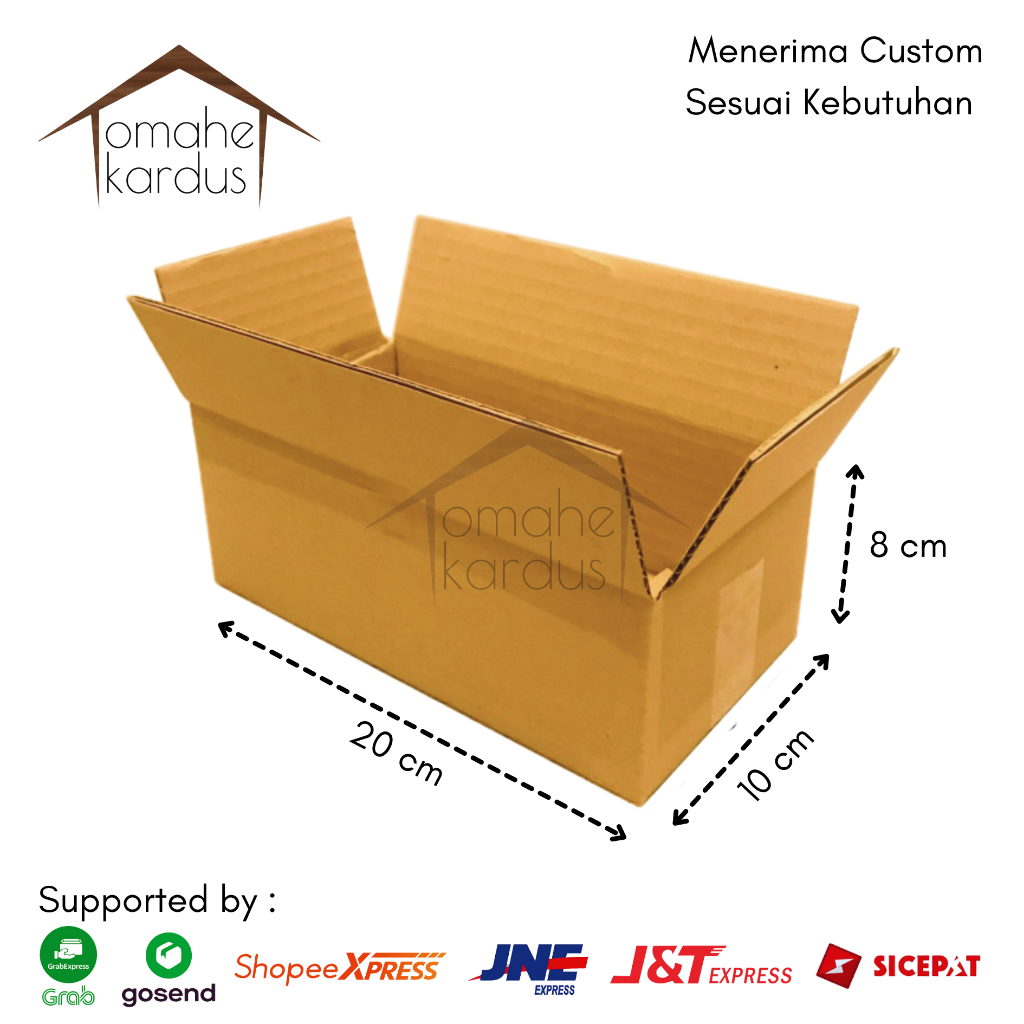 

Kardus box polos baru single wall uk 20x10x8