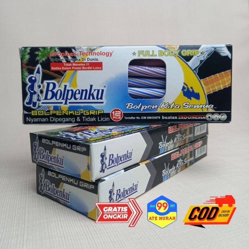 BOLPENKU 12 Pcs Gratis Ongkir/Pulpen Ulir/Pulpen Termurah