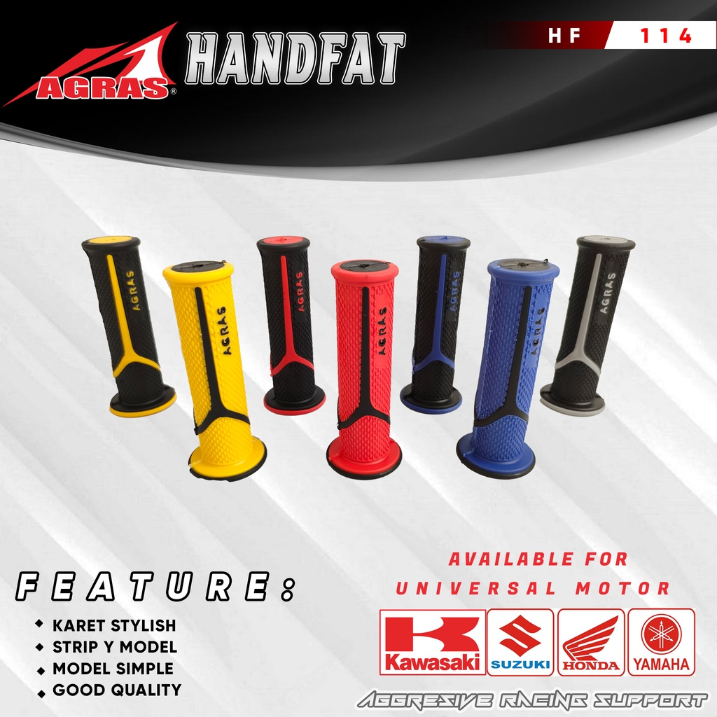 HANDGRIP HANDFAT HANFAT KARET AGRAS 114 MODEL LIST STRIP Y UNIVERSAL SEMUA MOTOR BISA