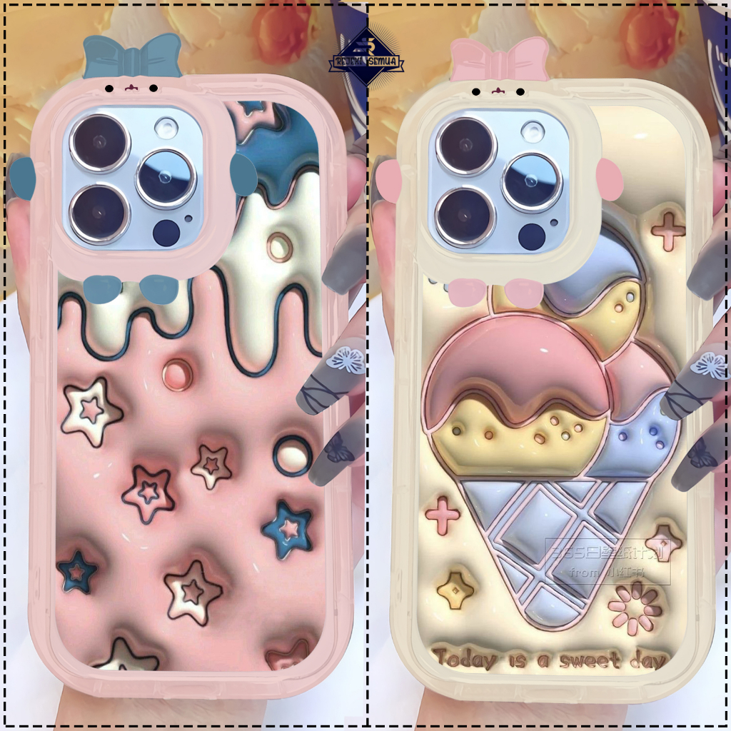CUSTOM SOFT CASE SILIKON CASING FRAME KAMERA KARAKTER PITACU CUSTOM ICE CREAM  SAMSUNG A03S A03 CORE