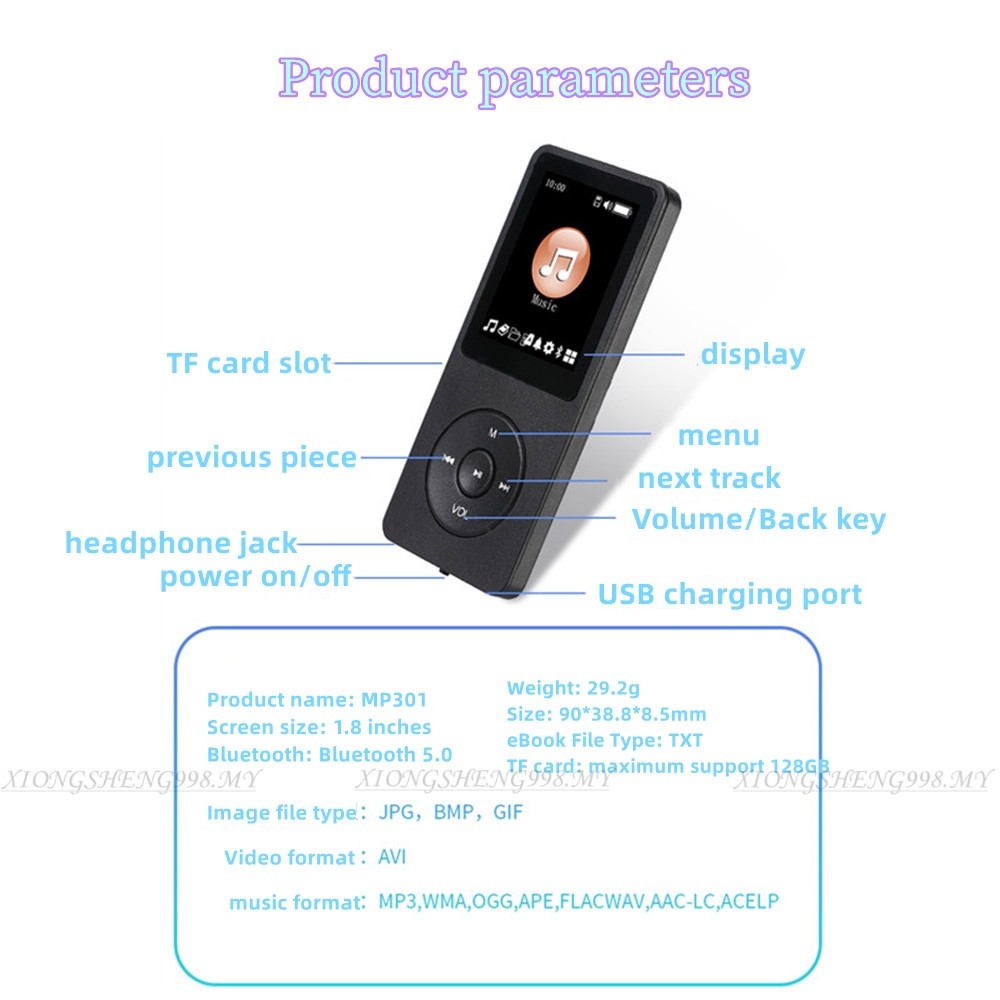 MP3 MP4 Player Pemutar Musik Portabel layar Konektivitas Bluetooth Music Video Player OKK