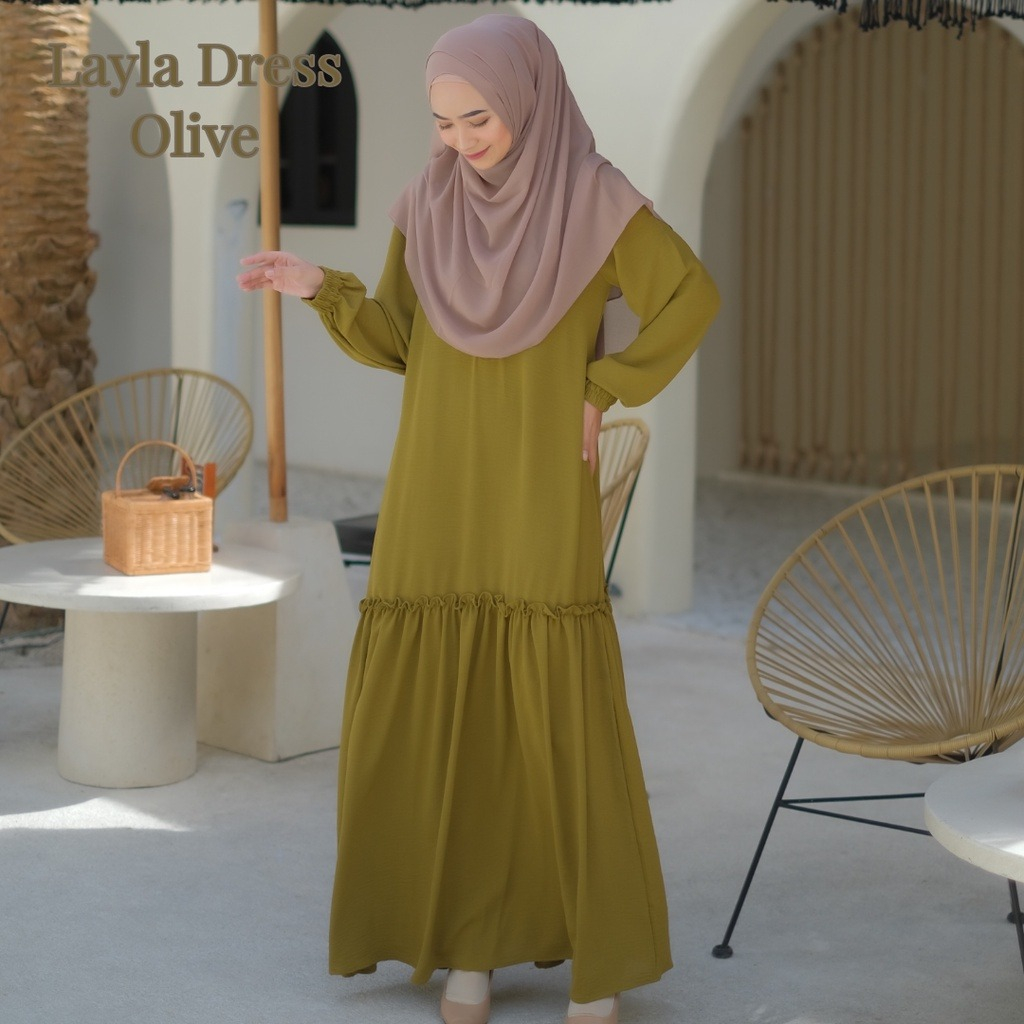 Layla Dress Gamis Terbaru Casual Daily Baju Muslim Wanita Bahan Rayon Tebal