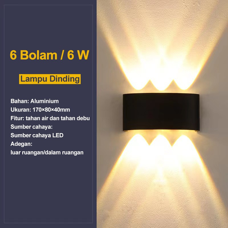 Home Lighting Lampu Dinding Taman Outdoor COB 4 MATA / 6 MATA Lampu Hias Rumah Aluminium Anti Air Lampu Dinding Minimalis LED Wall Light