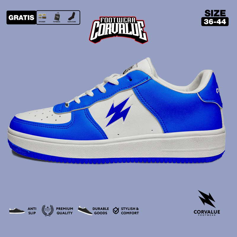 SEPATU SNEAKERS KASUAL PRIA WANITA HIRATSUKA WHITE BLUE ORIGINAL