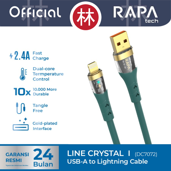 RAPAtech DC7072 - LINE CRYSTAL I - USB-A to Lightning Data Cable 2.4A