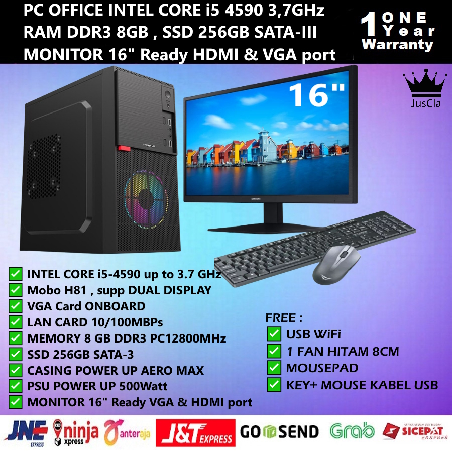 PC KOMPUTER INTEL CORE i5-4590 3,7GHz|RAM 8GB|SSD 256GB|KEYBOARD+MOUSE|USB WIFI