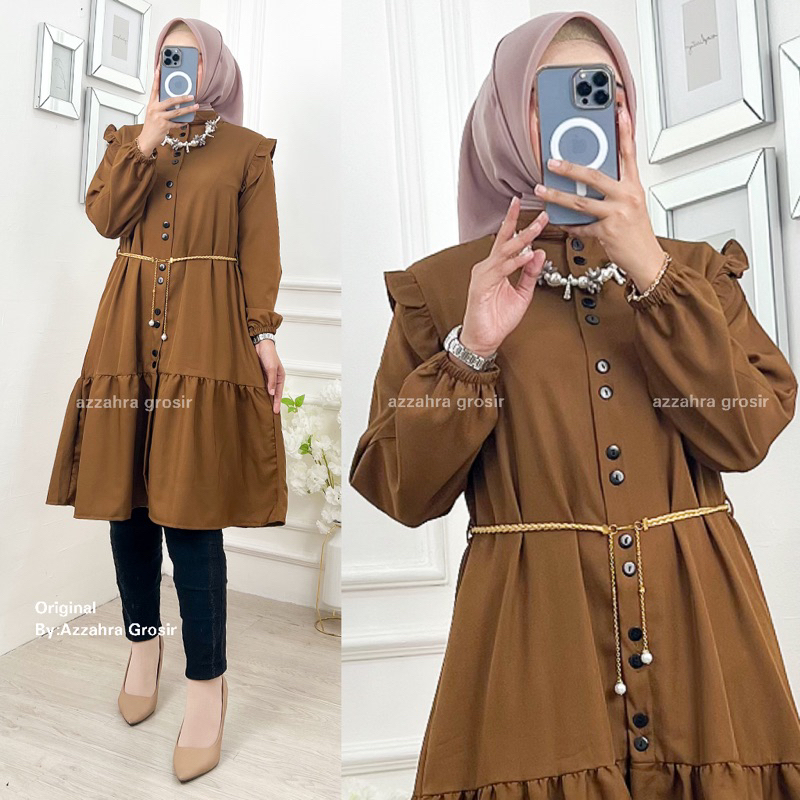 NAKITA TUNIK - LD100-110 Tunik Wanita Shakila Free Belt Kancing Aktif / R.14 - 263-6068