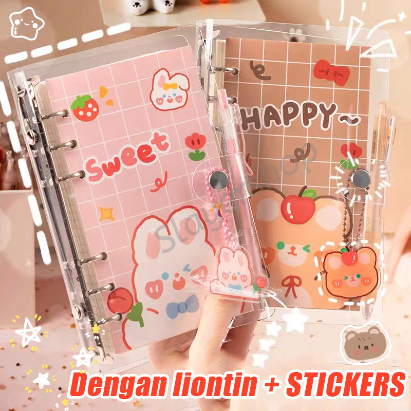 

Binder Note A6 100 lembar Lucu Karakter Character Daily Planner Aesthetic Estetik Dengan liontin + STICKERS