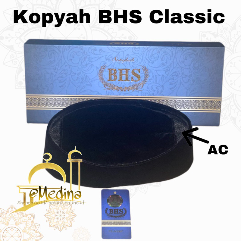 Kopyah/Peci BHS Classic AC ORIGINAL /Songkok hitam BHS/ Kopiah bludru BHS