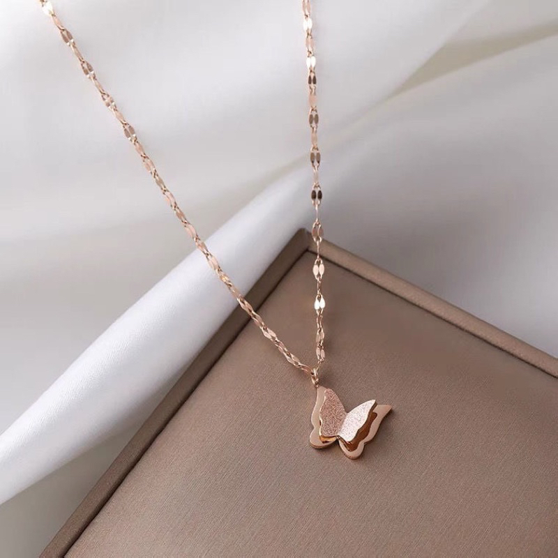 Kalung Titanium Kupu Kupu Elegan Korea Fashion Style Premium