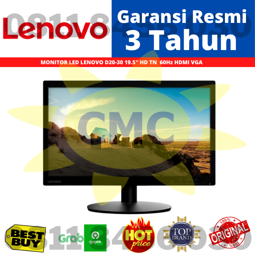 MONITOR LED LENOVO D20-30 19.5 INCH HD TN  60Hz HDMI VGA