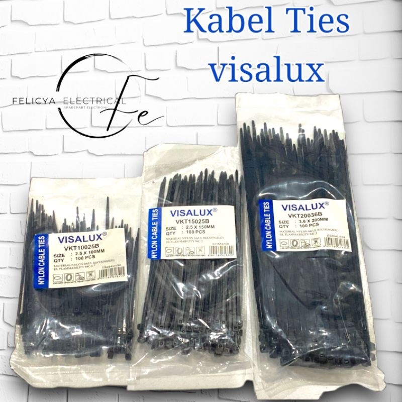 KABEL TIES VISALUX MURAH SUDAH SNI UKURAN ALL 100mm, 150mm, 200mm, 300mm, Hitam Putih