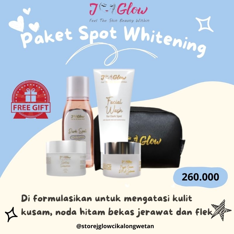 Jglow Skincare/ paket flek / spotless menghilangkan noda hitam bekas jerawat flek hitam