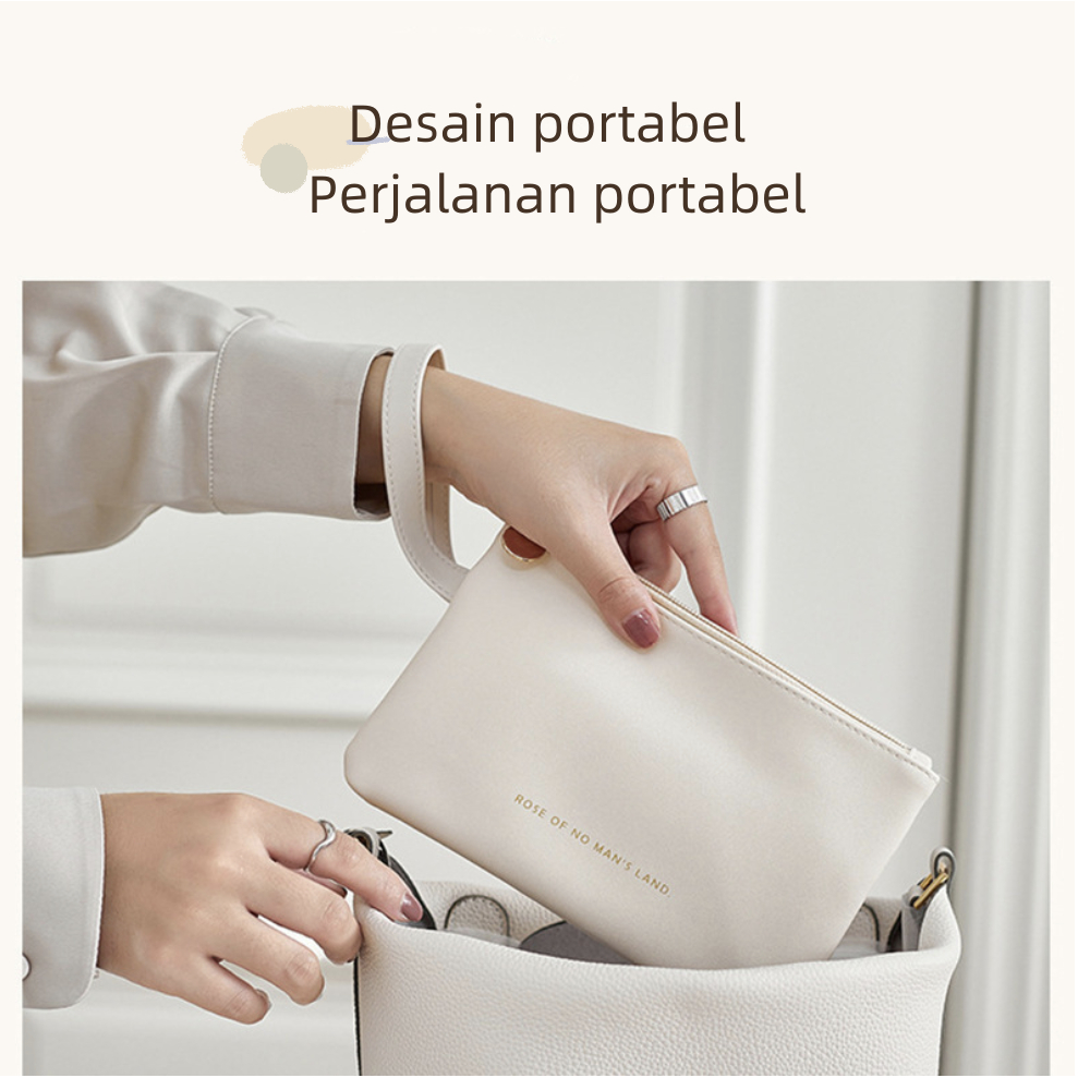 Dompet Wanita Ritsleting Kulit Panjang Impor Kulit Berkualitas Tinggi/travel pouch/ Tas Kosmetik Portable Travel Pouch Cosmetic/Skincare/Make Up Organizer